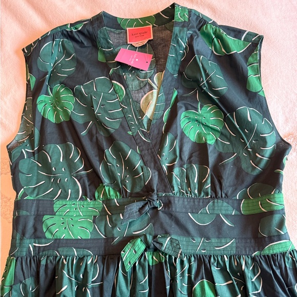 kate spade Dresses & Skirts - Kate Spade Dress Size 14 Green Dark Forest Leaves Midi Fit and Flare - NWT